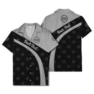 diagonal black stripe custom logo personalized hawaiian shirt