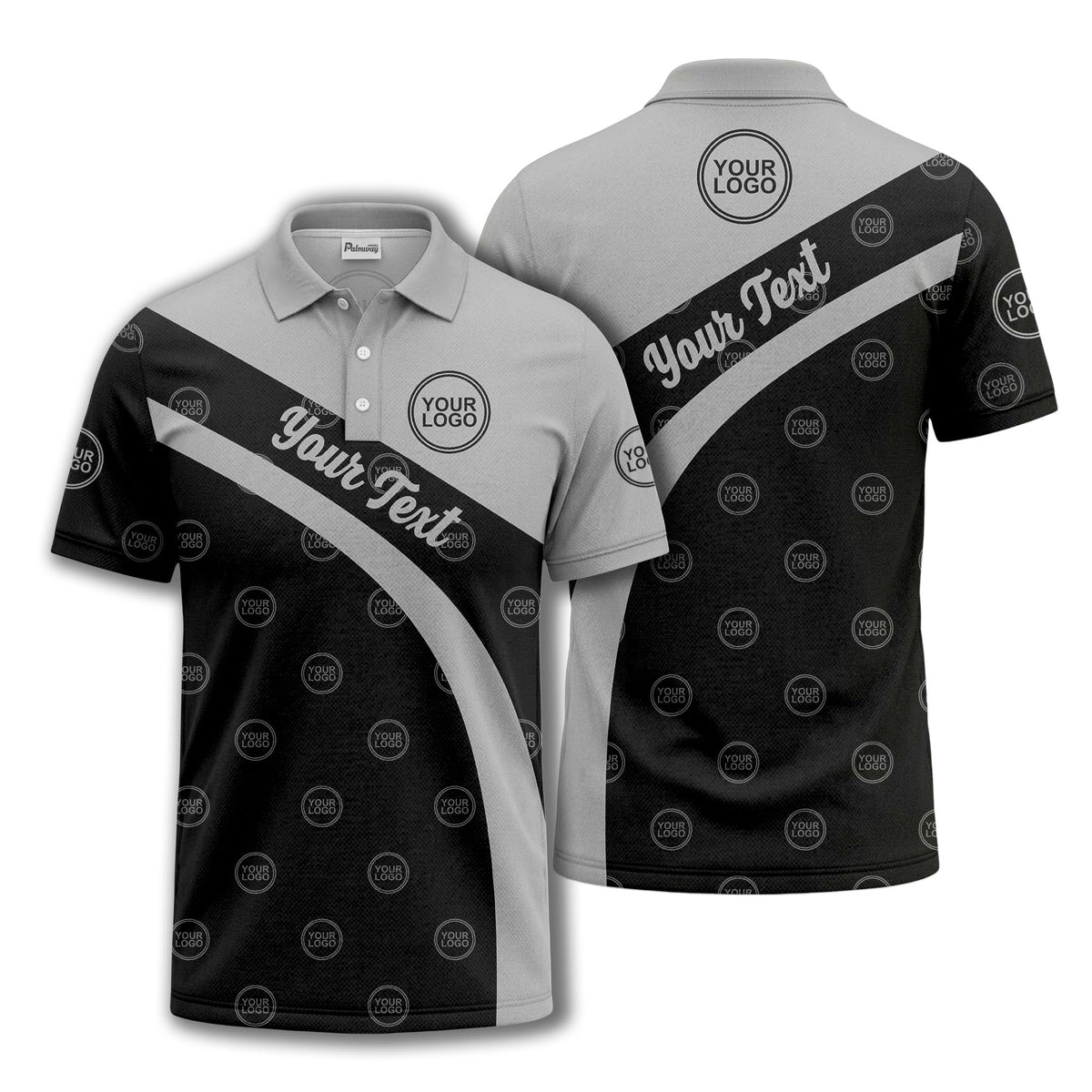 diagonal stripe custom logo golf polo shirt