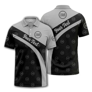 diagonal stripe custom logo golf polo shirt