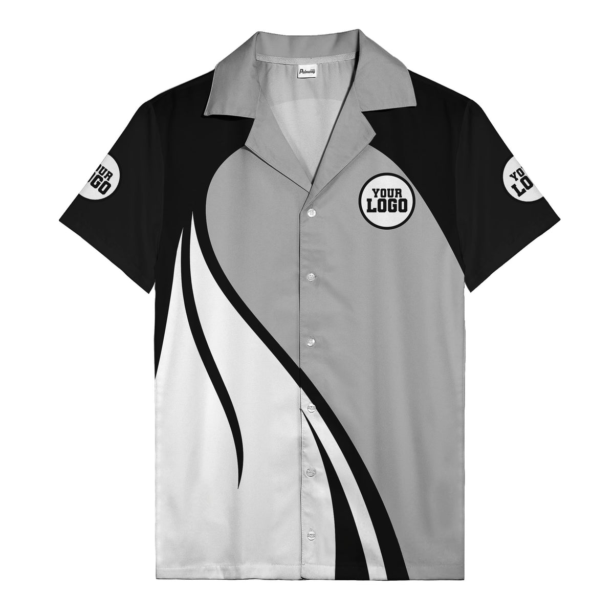 diagonal stripe custom logo retro bowling hawaiian shirt