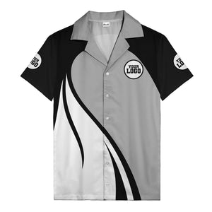 diagonal stripe custom logo retro bowling hawaiian shirt