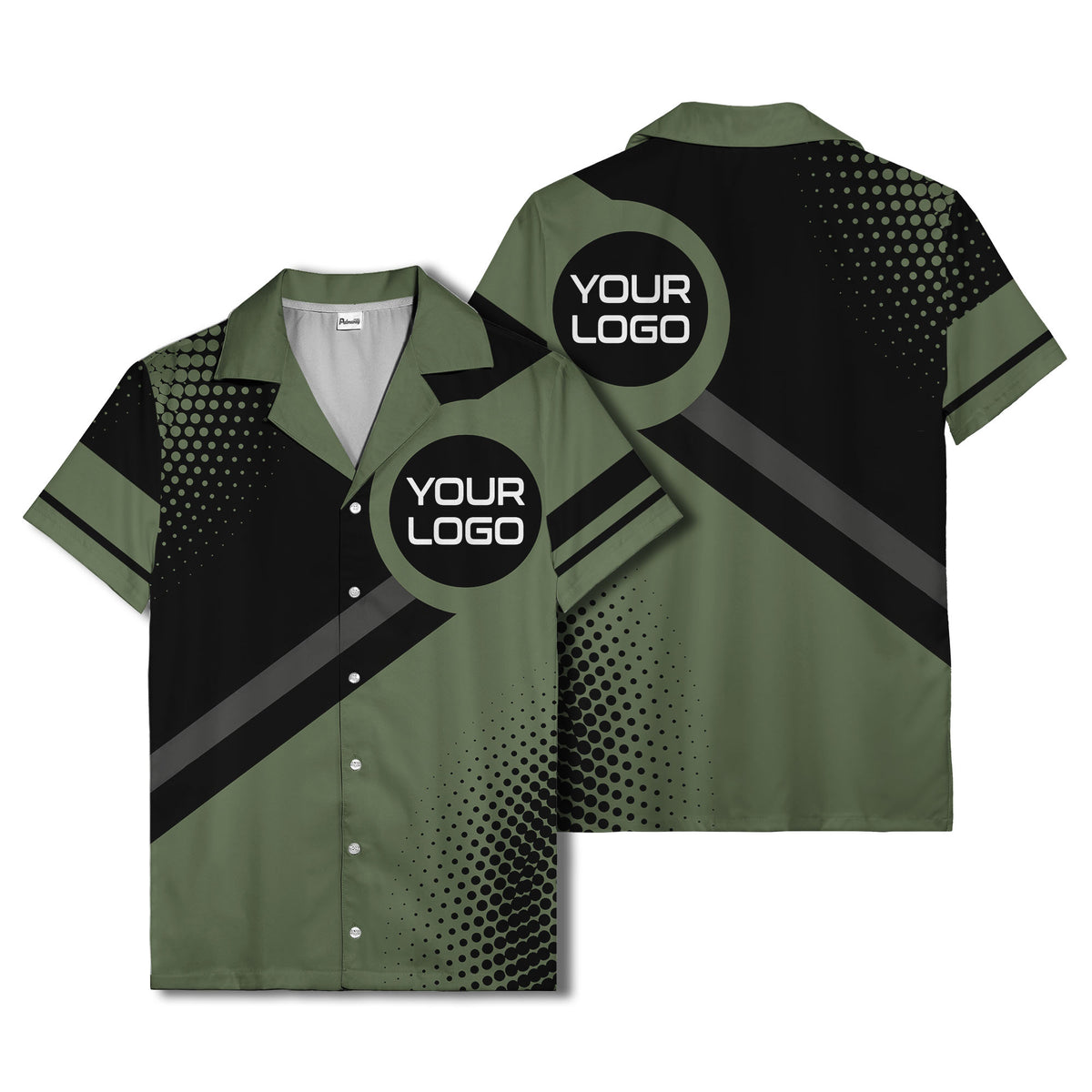 diagonal stripe logo modern hawaiian shirt