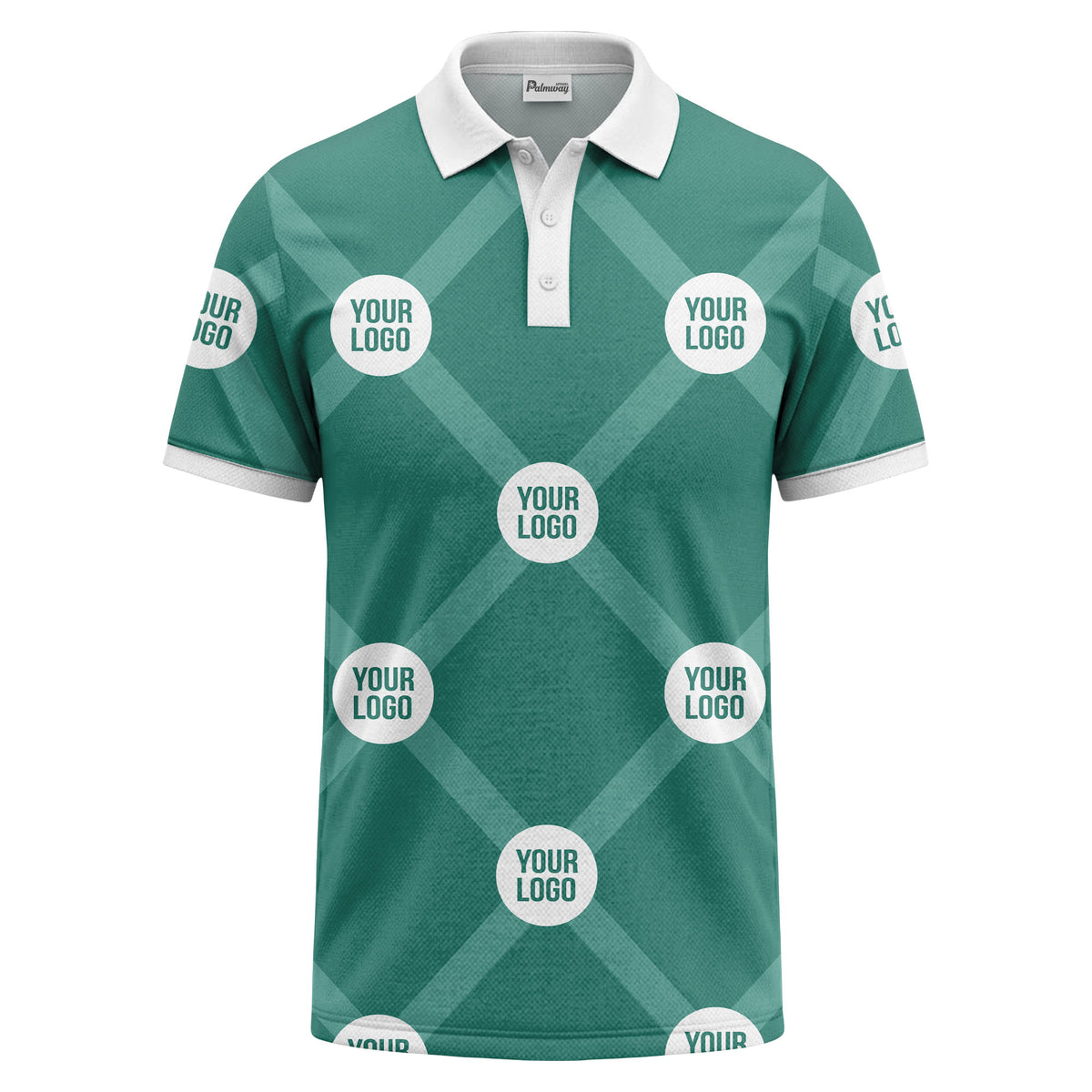 diagonal stripes & repeating custom logo polo shirt for men