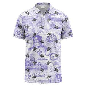 eiffel tower & airship sketched landmark polo shirt for men