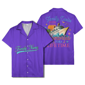 family name script & logo circle personalized hawaiian shirt