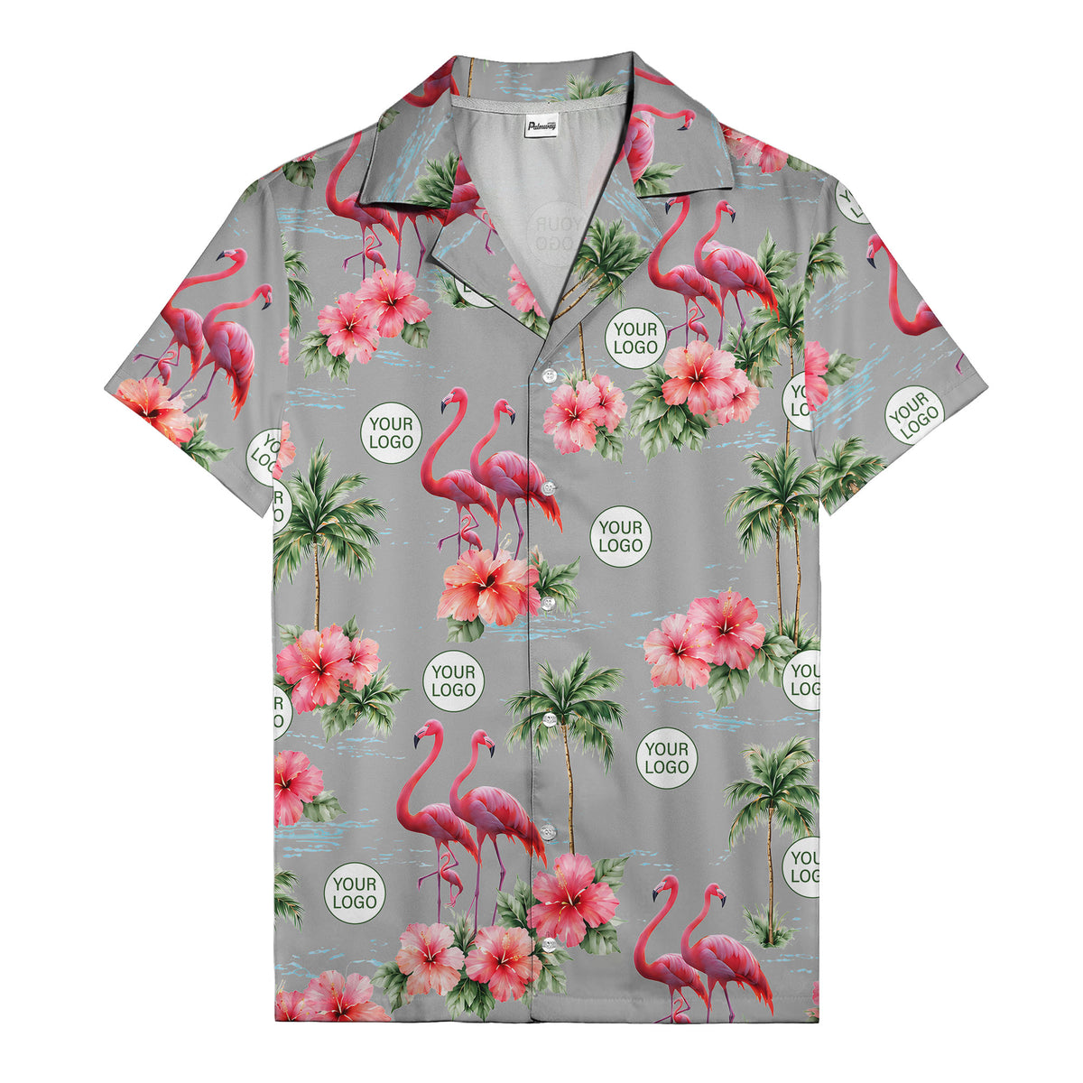 flamingo silhouettes palm trees hibiscus hawaiian shirt for men