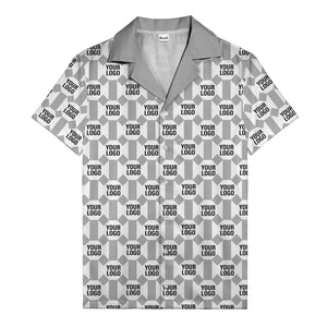 geometric grid logo repeat pattern modern graphic hawaiian shirt