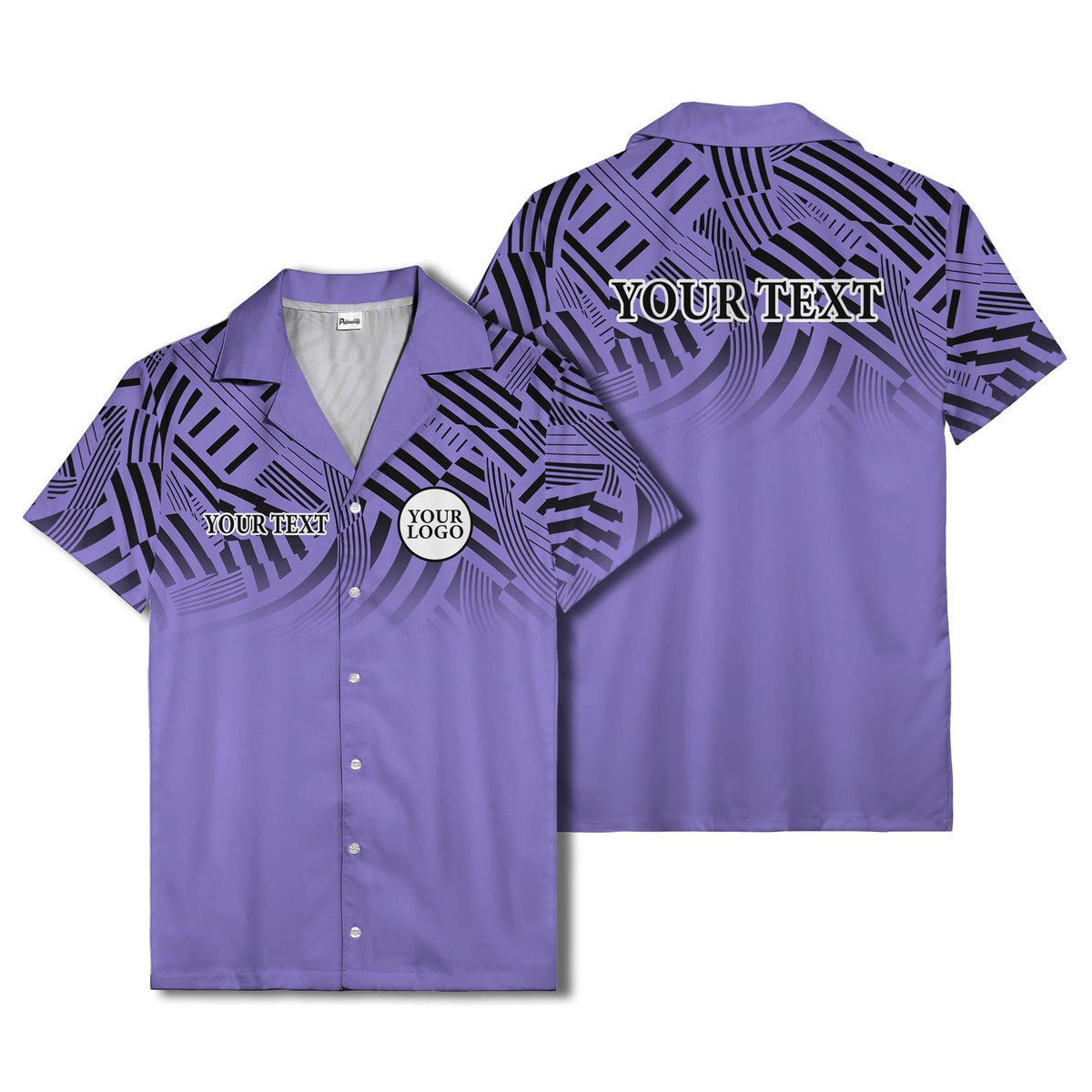 geometric waves & stripes abstract hawaiian shirt for men