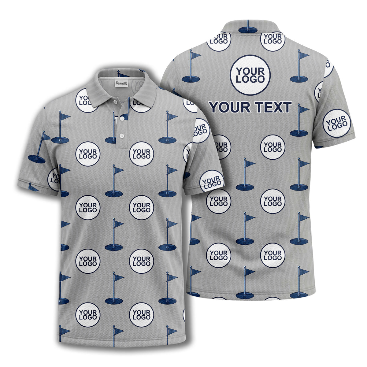 golf flag logo repeat pattern country club golf polo shirt