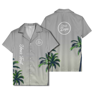 gradient palm tree silhouettes custom text hawaiian shirt for men