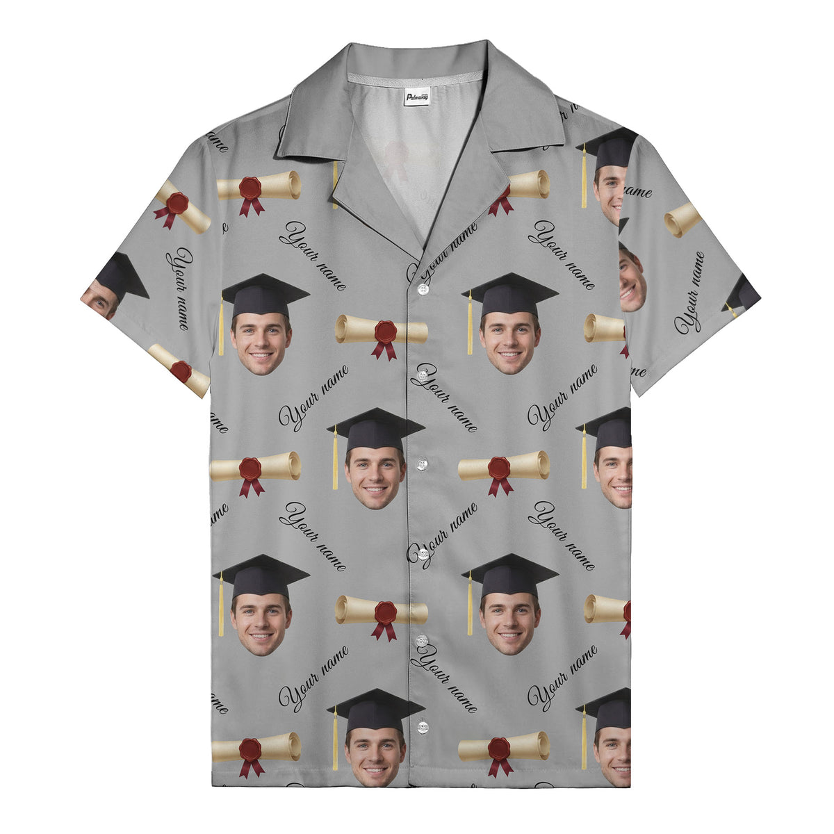 graduation caps diplomas & custom faces hawaiian shirt