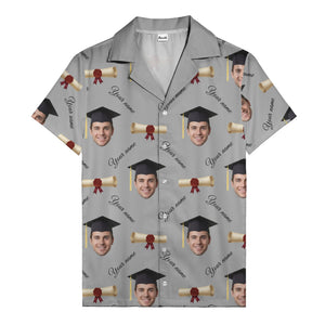 graduation caps diplomas & custom faces hawaiian shirt