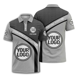 hexagonal grid monogram logo corporate polo shirt for men