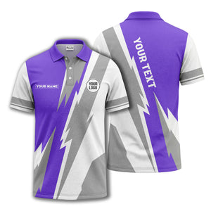 lightning bolt & geometric stripes polo shirt for men