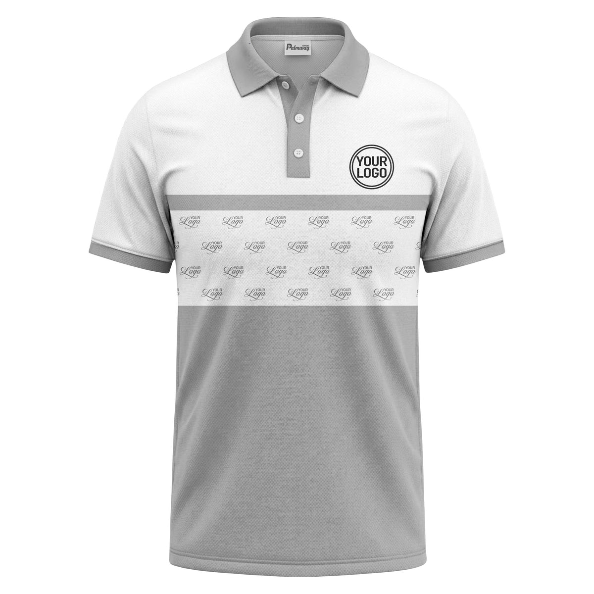 monochrome custom logo repeat stripe polo shirt for men