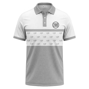 monochrome custom logo repeat stripe polo shirt for men