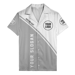monochrome diagonal stripe custom logo & text hawaiian shirt