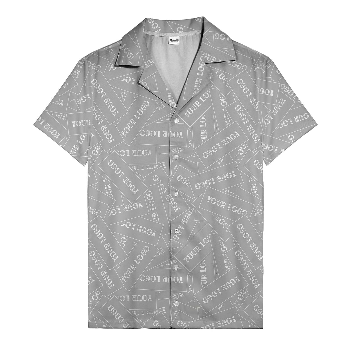 monochrome your logo repeat text graphic hawaiian shirt for men