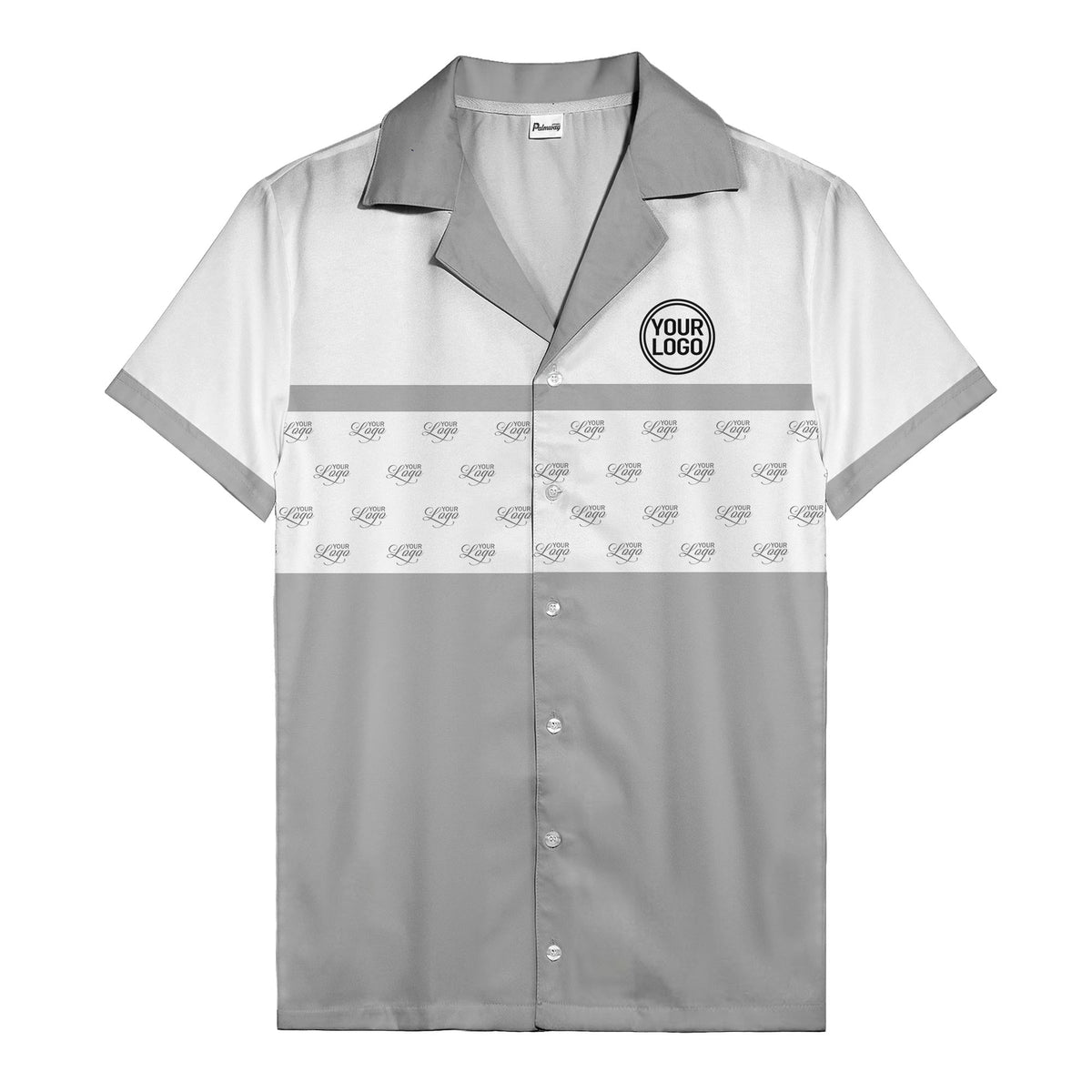 retro bowling custom logo repeat hawaiian shirt for men