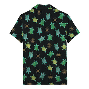 sea turtles and golden logo rings hawaiian shirt for men