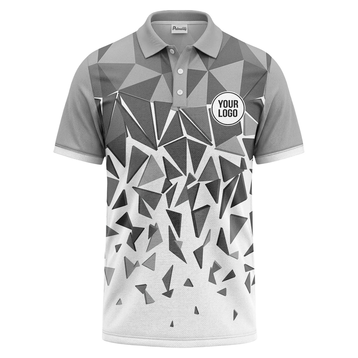 sharp monochrome geometric triangles polo shirt