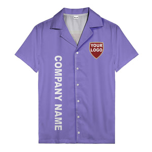shield logo & vertical text customizable corporate hawaiian shirt