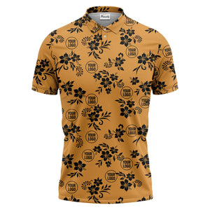 tropical floral leaves & circles polo shirt for island vibes