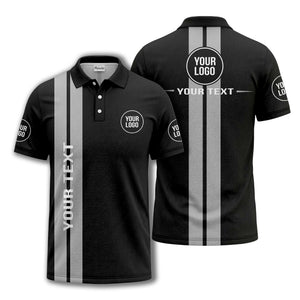 vertical stripe logo custom text polo shirt for modern professionals