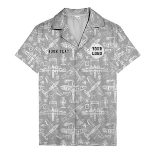 vintage airplane blueprint sketches propeller engine hawaiian shirt