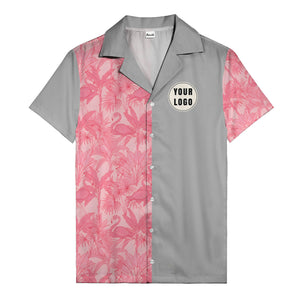 watercolor flamingo pineapple leaf repeat hawaiian shirt for men