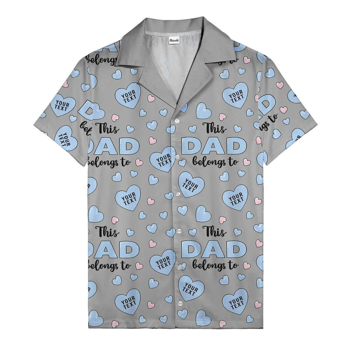 watercolor hearts & custom names hawaiian shirt for dad, navy blue