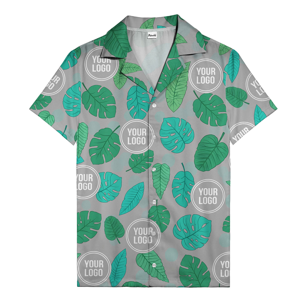 watercolor monstera leaf repeat & signature logo hawaiian shirt