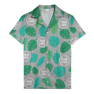 watercolor monstera leaf repeat & signature logo hawaiian shirt