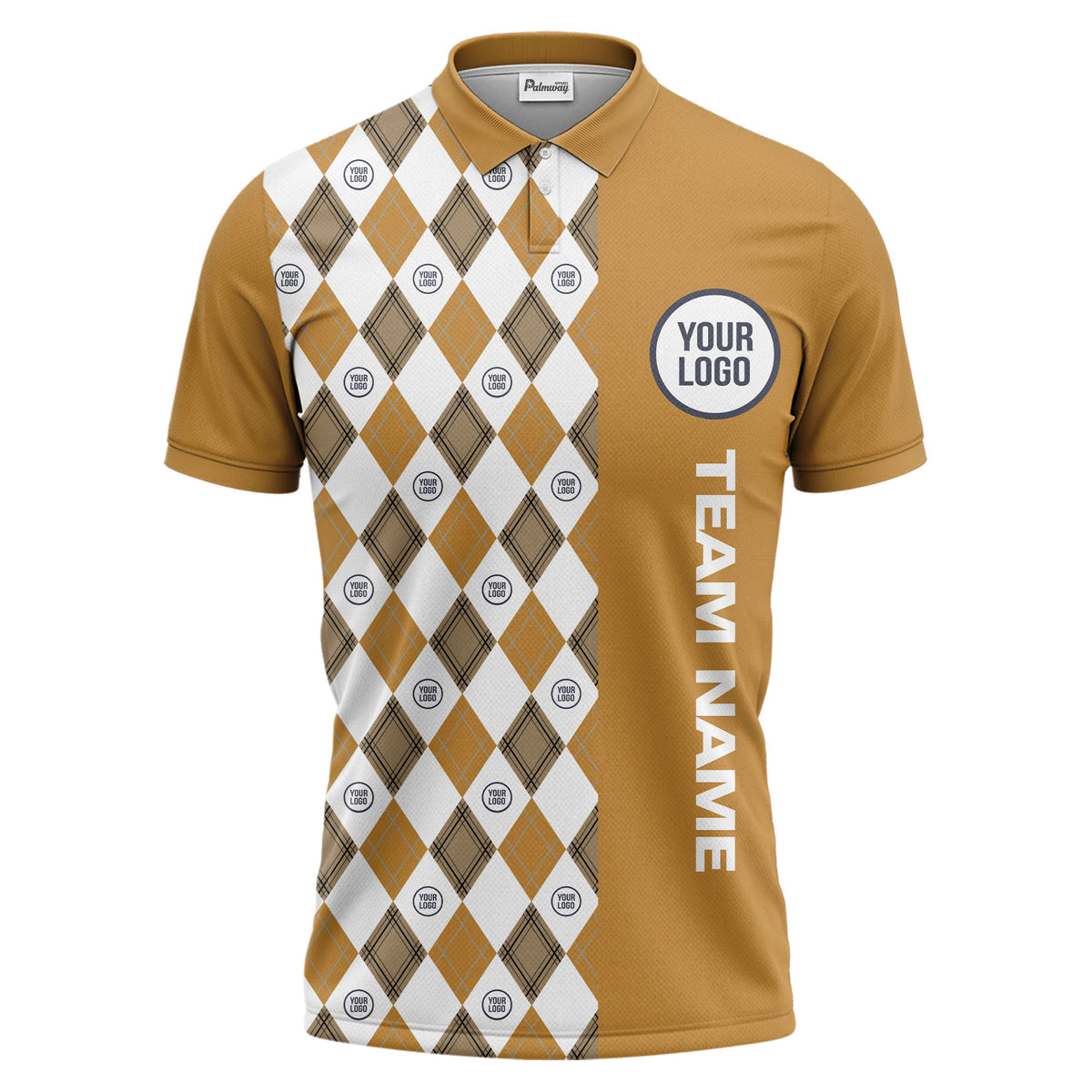 argyle diamond black white polo shirt with custom team logo for men