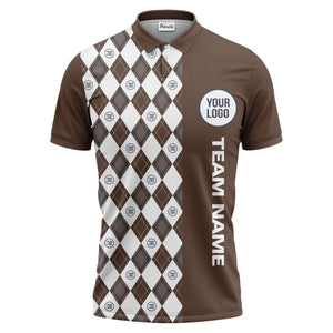 argyle diamond black white polo shirt with custom team logo for men