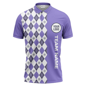 argyle diamond black white polo shirt with custom team logo for men
