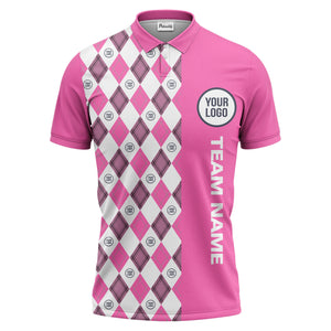 argyle diamond black white polo shirt with custom team logo for men
