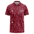 Red Wine Lover Polo Shirt – Wine Glass & Grape Print Custom Logo Polo For Wine Bar & Tiki Bar Wear