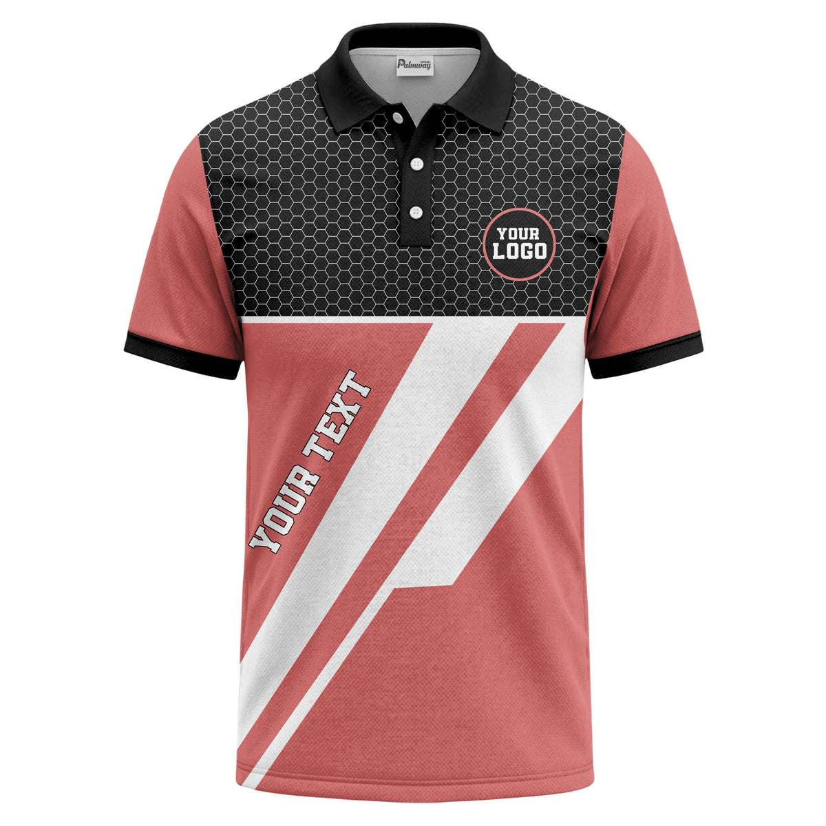 Custom Hexagon Stripe Golf Polo Shirt – Personalized Logo, Team & Corporate Golf Apparel