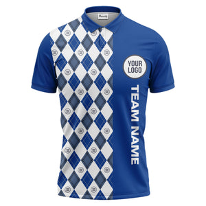 argyle diamond black white polo shirt with custom team logo for men