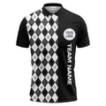 argyle diamond black white polo shirt with custom team logo for men