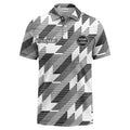 Custom Black & White Striped Geometric Houndstooth Print Short Sleeve Polo Shirt - Personalized Name & Logo Golf Polo