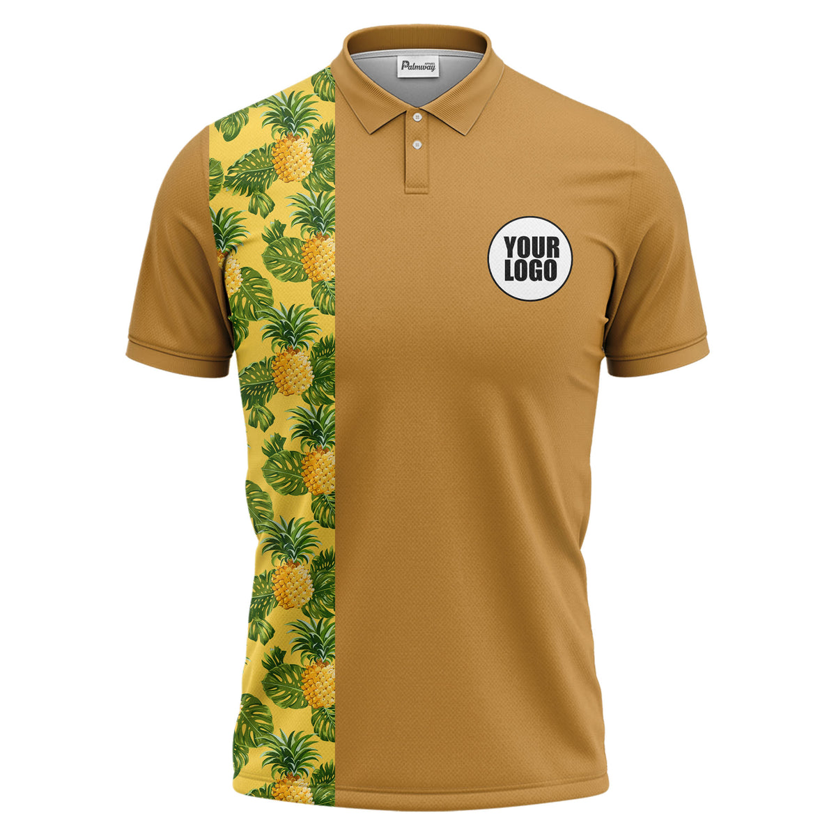 Illustrated Tropical Pineapple Leaf Polo Shirt for Sunny Summer Vacations