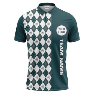 argyle diamond black white polo shirt with custom team logo for men