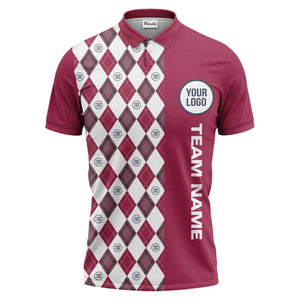 argyle diamond black white polo shirt with custom team logo for men