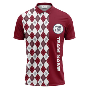 argyle diamond black white polo shirt with custom team logo for men