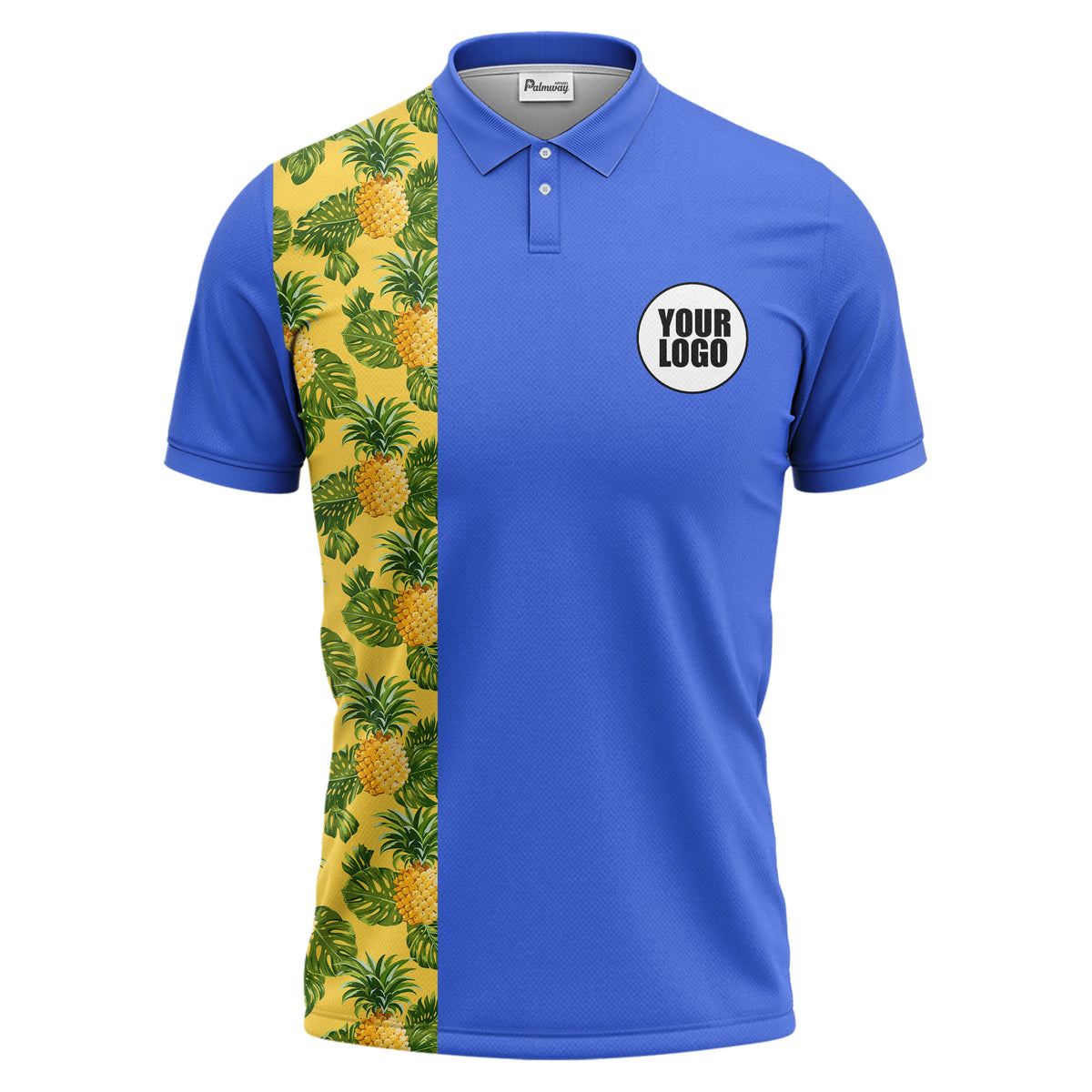 Illustrated Tropical Pineapple Leaf Polo Shirt for Sunny Summer Vacations