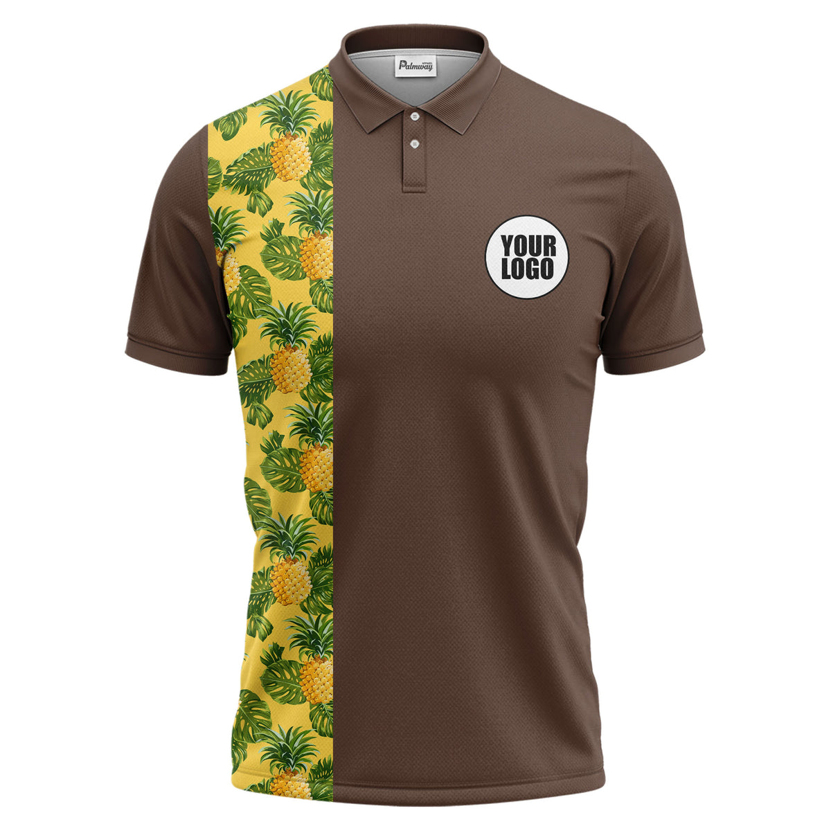 Illustrated Tropical Pineapple Leaf Polo Shirt for Sunny Summer Vacations