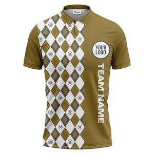 argyle diamond black white polo shirt with custom team logo for men