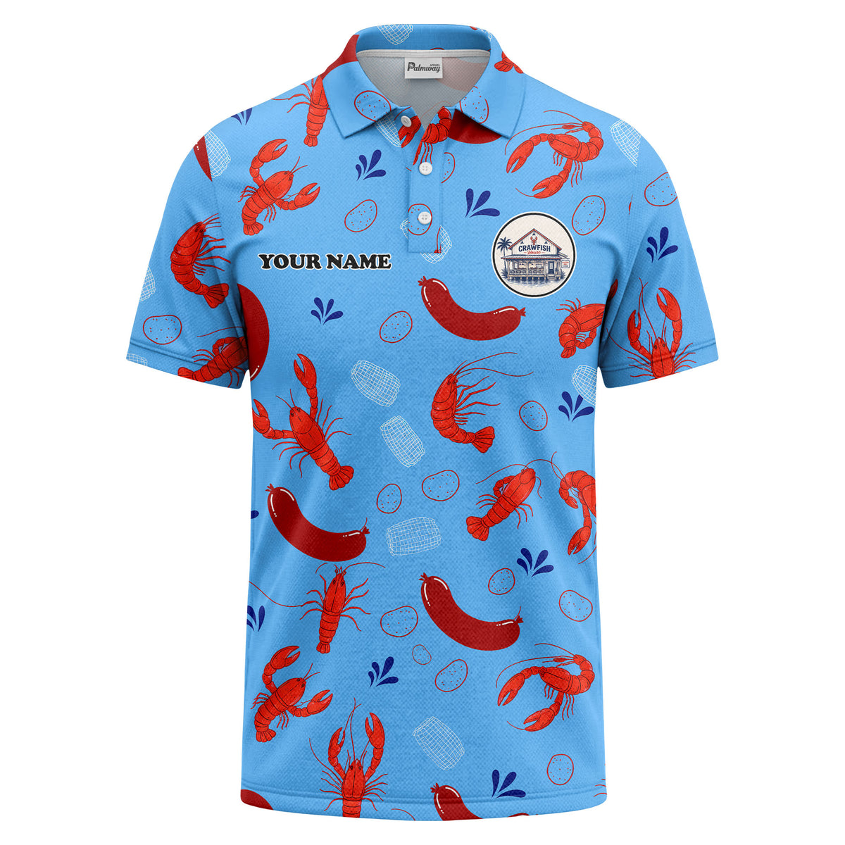 Custom Name & Logo Crawfish Boil Polo Shirt – Seafood Restaurant Team Uniform